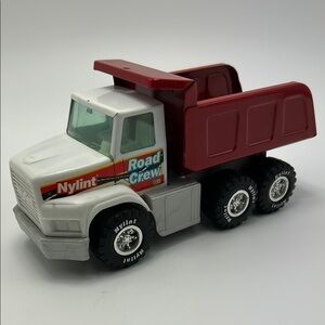 Vintage Nylint Road Crew Dump truck Toy Red White Plastic Die Cast